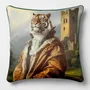 Linge - Bestiaire Aristocratique 23 (Le Prince Tigre) — Housse Coussin Velours 45cm x 45cm - LAURE WELFLING - DJEBELI