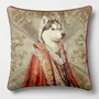 Linge - Bestiaire Aristocratique 61 (La Duchesse Husky femelle) — Housse Coussin Velours 45cm x 45cm - LAURE WELFLING - DJEBELI