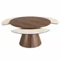 Coffee tables - Round extending coffee table in walnut and porcelain marble. - ANGEL CERDÁ