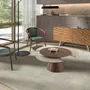 Coffee tables - Round extending coffee table in walnut and porcelain marble. - ANGEL CERDÁ