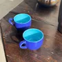 Mugs - Set of 12 small vintage espresso cups duo of blue Made in Italy - OFFICE OBJETS