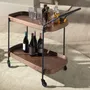 Chariots pour restaurants - Desserte minibar en noyer et acier noir. - ANGEL CERDÁ