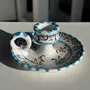 Decorative objects - Moustiers candle holder light blue H5 D12.5 - OFFICE OBJETS