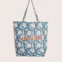 Bags and totes - RANG Light Blue Tote Bag "La Vie est Belle” - JAMINI BY USHA BORA