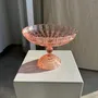 Platter and bowls - Pink glass bowl with pedestal H20 D 15.5 - OFFICE OBJETS
