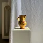 Carafes - Large handmade antique ochre yellow carafe with pink flower pattern - OFFICE OBJETS
