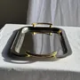 Trays - Vintage silver plated tray with gold handles 29x45 - OFFICE OBJETS