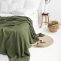 Bed linens - Linen waffle blanket in Forest green - MAGICLINEN