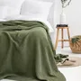 Bed linens - Linen waffle blanket in Forest green - MAGICLINEN