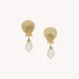 Jewelry - Post earrings with golden shell and french water pearl dangle - Spiaggia Rosa - NATURE BIJOUX