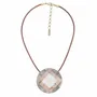 Jewelry - Round pendant necklace with brown cord neckline - San Lazzaro - NATURE BIJOUX