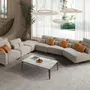 Sofas - Right-hand modular chaise longue sofa in sand fabric - ANGEL CERDÁ
