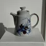 Tea and coffee accessories - Blue and brown stylized flower teapot H18 - OFFICE OBJETS