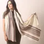 Scarves - Ivory Striped Cashmere Scarf - PASHMA