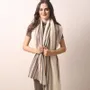 Scarves - Ivory Striped Cashmere Scarf - PASHMA
