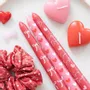 Candles - Set of 3 Girl Gang Bow and Heart Taper Candles - SOMETHING DIFFERENT WHOLESALE