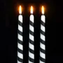 Candles - Set of 3 Black Candy Cane Taper Candles - SOMETHING DIFFERENT WHOLESALE