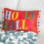 Coussins - Coussin rouge houx joyeux avec pompons - SOMETHING DIFFERENT WHOLESALE