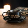 Mugs - Black Talking Board Teacup and Saucer - SOMETHING DIFFERENT WHOLESALE