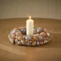 Objets de décoration - Couronne de Pâques en tissu bleu et crème avec œufs - WE LOVE SEASONS