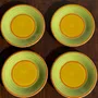 Everyday plates - Set of 4 Italian ceramic plates with green orange yellow sparkles D20 - OFFICE OBJETS