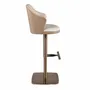 Stools - Swivel stool in cream marbled fabric and brown leatherette - ANGEL CERDÁ