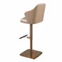 Stools - Swivel stool in cream marbled fabric and brown leatherette - ANGEL CERDÁ