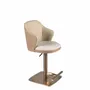 Stools - Swivel stool in cream marbled fabric and brown leatherette - ANGEL CERDÁ