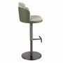 Tabourets - Tabouret pivotant en tissu vert foncé et blanc et similicuir vert oliv - ANGEL CERDÁ