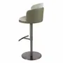 Tabourets - Tabouret pivotant en tissu vert foncé et blanc et similicuir vert oliv - ANGEL CERDÁ
