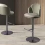 Tabourets - Tabouret pivotant en tissu vert foncé et blanc et similicuir vert oliv - ANGEL CERDÁ
