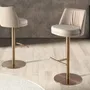 Tabourets - Tabouret pivotant en tissu crème marbré et similicuir crème - ANGEL CERDÁ