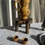 Bowls - Duo of vintage beige stoneware egg cups - Grès Village France H4 - OFFICE OBJETS