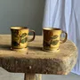 Mugs - Set of 2 vintage sandstone hand painted flower mugs H9.5 - OFFICE OBJETS