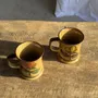 Mugs - Set of 2 vintage sandstone hand painted flower mugs H9.5 - OFFICE OBJETS