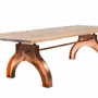 Tables Salle à Manger - SL-002 Industrial Solid Wood Table with Steel Base - STURDY-LEGS