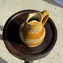 Carafes - Carafe vintage en grès jaune frises perlées Made in France H22 - OFFICE OBJETS