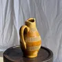 Carafes - Carafe vintage en grès jaune frises perlées Made in France H22 - OFFICE OBJETS
