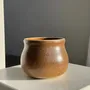 Garbage cans - Small pot, vintage speckled brown stoneware table trash can H11 D13.5 - OFFICE OBJETS