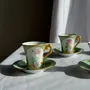 Mugs - Set of 6 turquoise cups and saucers in Couleuvre porcelain - OFFICE OBJETS