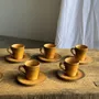 Mugs - Set of 10 cups and 7 saucers ochre stoneware H7 - OFFICE OBJETS