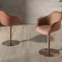 Chaises - Chaise pivotante tissu marron terracotta et beige et similicuir marron - ANGEL CERDÁ