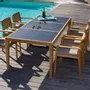 Tables Salle à Manger - Table de jardin Aquariva en teck massif naturel avec plateau en stratifié gris anthracite - EZEÏS