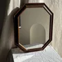 Mirrors - 58x48 vintage brown wood octagonal mirror - OFFICE OBJETS