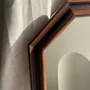 Mirrors - 58x48 vintage brown wood octagonal mirror - OFFICE OBJETS