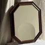 Mirrors - 58x48 vintage brown wood octagonal mirror - OFFICE OBJETS