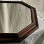 Mirrors - 58x48 vintage brown wood octagonal mirror - OFFICE OBJETS