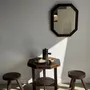 Mirrors - 58x48 vintage brown wood octagonal mirror - OFFICE OBJETS