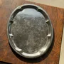 Trays - Large oval engraved tray in silver plated metal 34x45 - OFFICE OBJETS