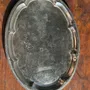 Trays - Large oval engraved tray in silver plated metal 34x45 - OFFICE OBJETS